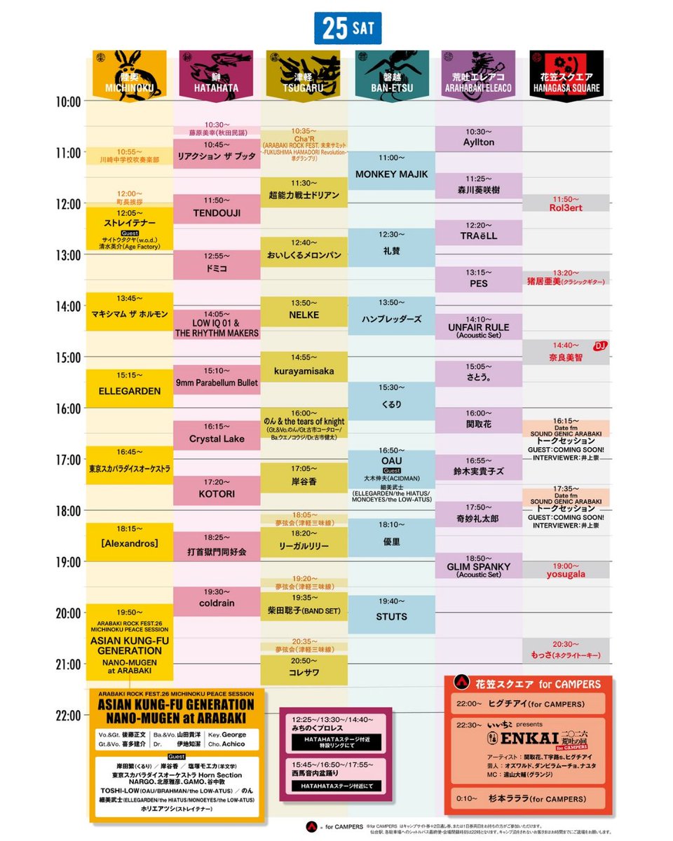 ARABAKIROCKFEST's tweet photo. 【ARABAKI ROCK FEST.26】

🎸出演アーティスト追加《2組》の発表です✨️

▼詳細はこちらから▼
https://t.co/BcUj6bxRvn

これで全ラインナップ出そろいました👏🏻😆

今年のアラバキも、最初から最後まで見逃し厳禁です…⚡️
最高の2日間を一緒に盛り上がっていきましょう🌸🔥

------------------------
ARABAKI ROCK FEST.26
日程：2026年4月25日(土)〜4月26日(日) 
場所：国営みちのく杜の湖畔公園　北地区　エコキャンプみちのく

#ARABAKI 
#アラバキ
#荒吐