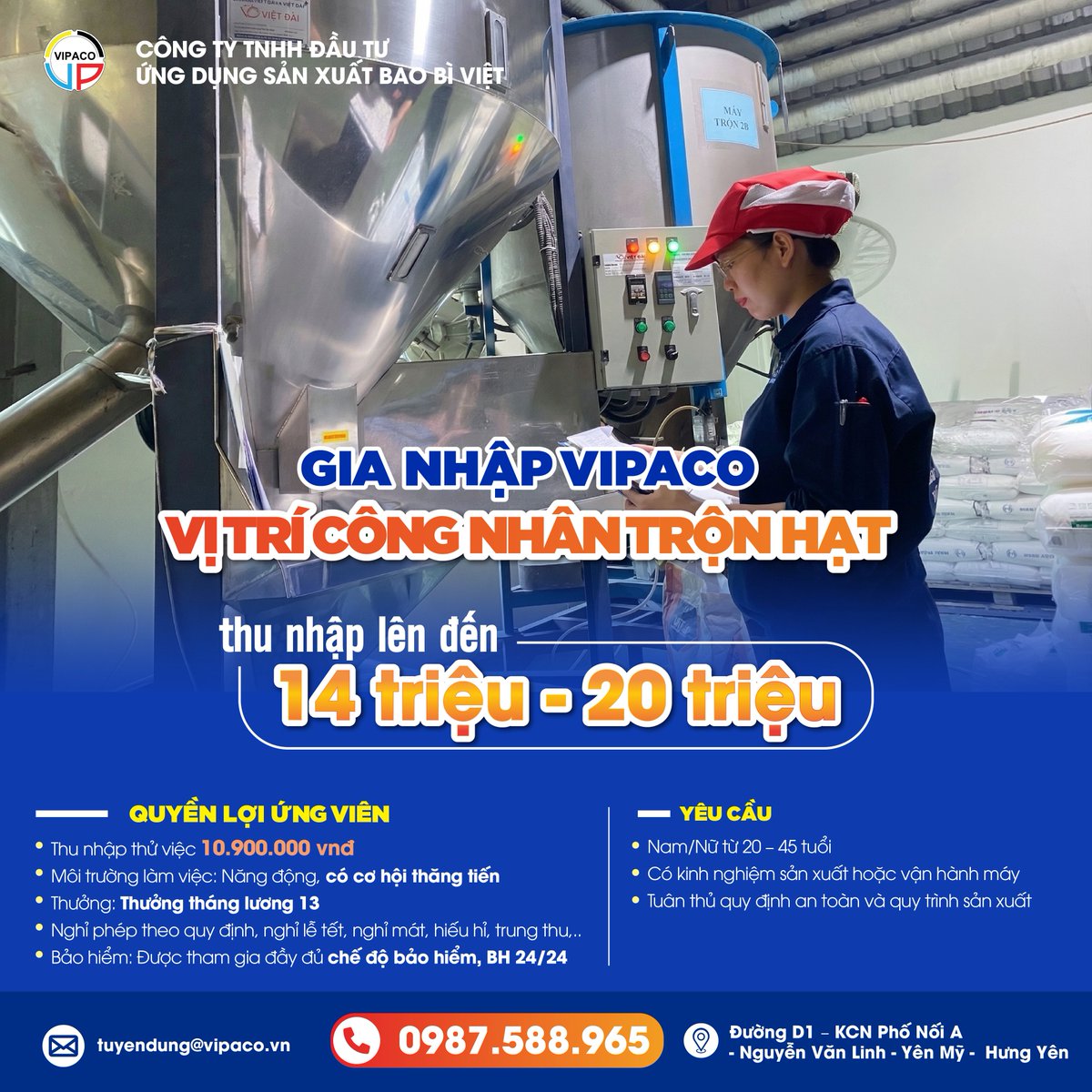 VIPACOPhoNoiA's tweet image. MIXING OPERATOR POSITION VIPACO 💙

Stable work. Clear process. Strong income.
Be part of the team that creates quality from the very first step.

#VIPACO #Hiring #FactoryJob #Production #StableIncome