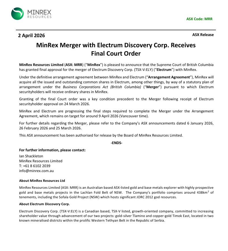 MinRex Resources Limited tweet media