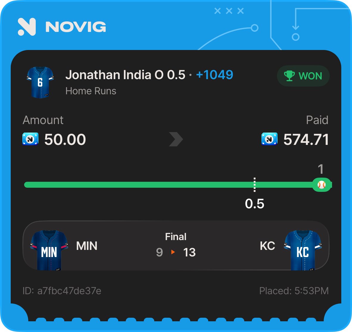 MiggyBetts's tweet image. Good way to start April +17u 🔥 @Novig

Astros ML ✅ 
Yankees ML ✅ 
Royals +1.5 ✅ 
NRFI MIN/KC ✅ 
Mr. Jonathan India HR ✅ 

#Gambling𝕏 #GamblingTwiiter #Novig