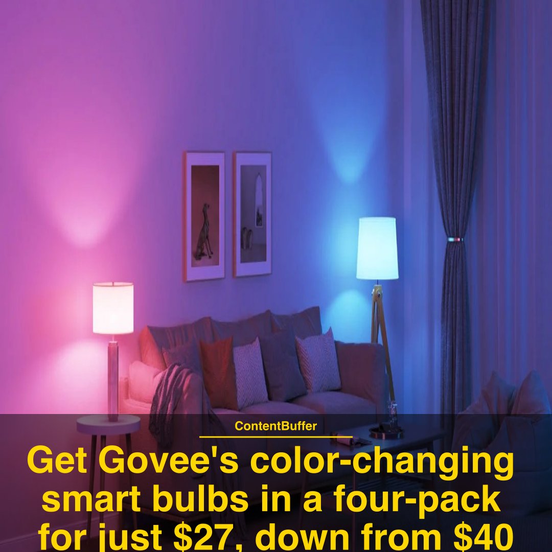 contentbuffer's tweet image. Govee's Smart A19 LED Light Bulbs for $27  
  
#smartlights #govee #amazon #technology #viral #engineer #AI #engineering #tech #artificialintelligence #software #reelsvideo #viralvideos