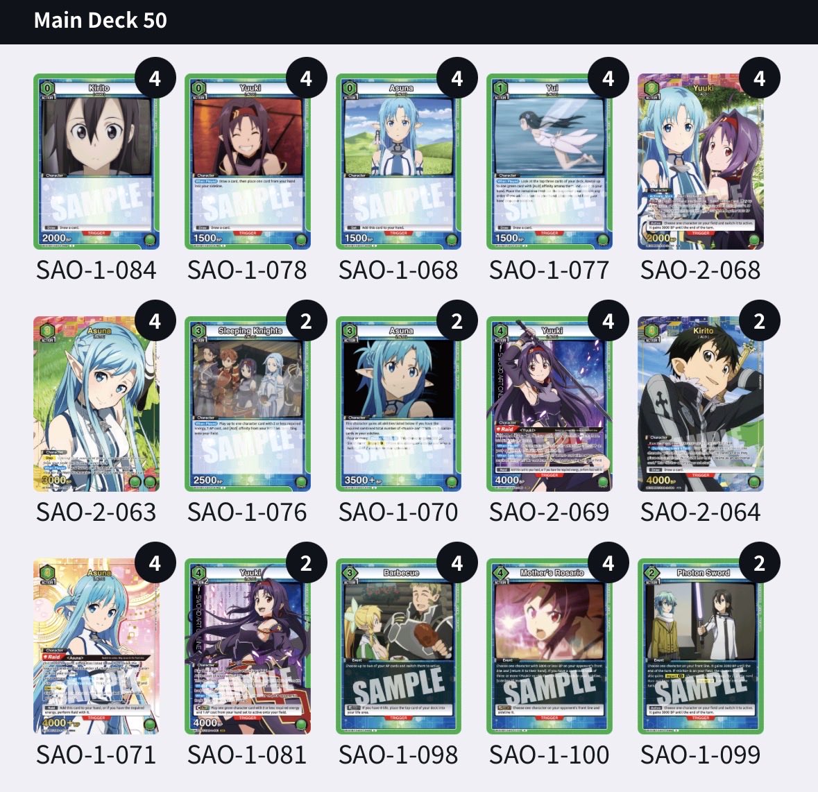 Jnderson007's tweet photo. My 4th and final Asuna #SwordArtOnline Rare Battle Winner card has been secured after three rounds vs Progressive decks. Ran my new custom “Mother’s Rosario with Lightsabers” deck!

What an epic season —6/6 for tops and 4/6 for Wins — never got less than second! #UNIONARENA https://t.co/QHPkn7n0nP