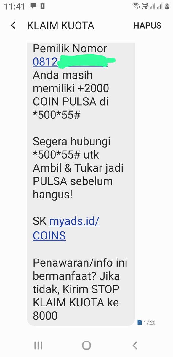 novel_is's tweet photo. Dear @Telkomsel 
Apakah *500*55# itu dr anda? Kenapa sll mengirim pesan ke ponsel saya?

Berikut saya sertakan massage dr tukar koin tsb https://t.co/zdRciaekPO