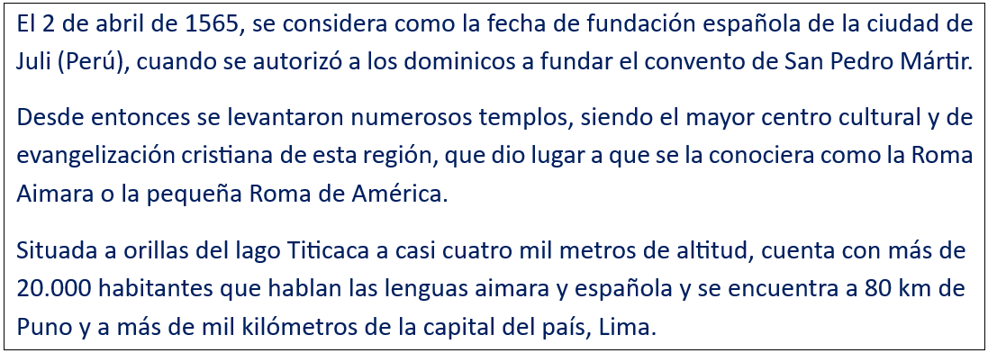 javierleoncio49's tweet image. El 2 de abril de 1565, se considera como fecha d fundación española de la ciudad de Juli (PER), cuando se autorizó a los dominicos fundar el convento d San Pedro Mártir, hoy hace 461 años @Agencia_Andina,@peruenlanoticia,@elcomercio_peru,@PeruEnEspana,@EmbajadaEspPeru,#Lima,#Perú