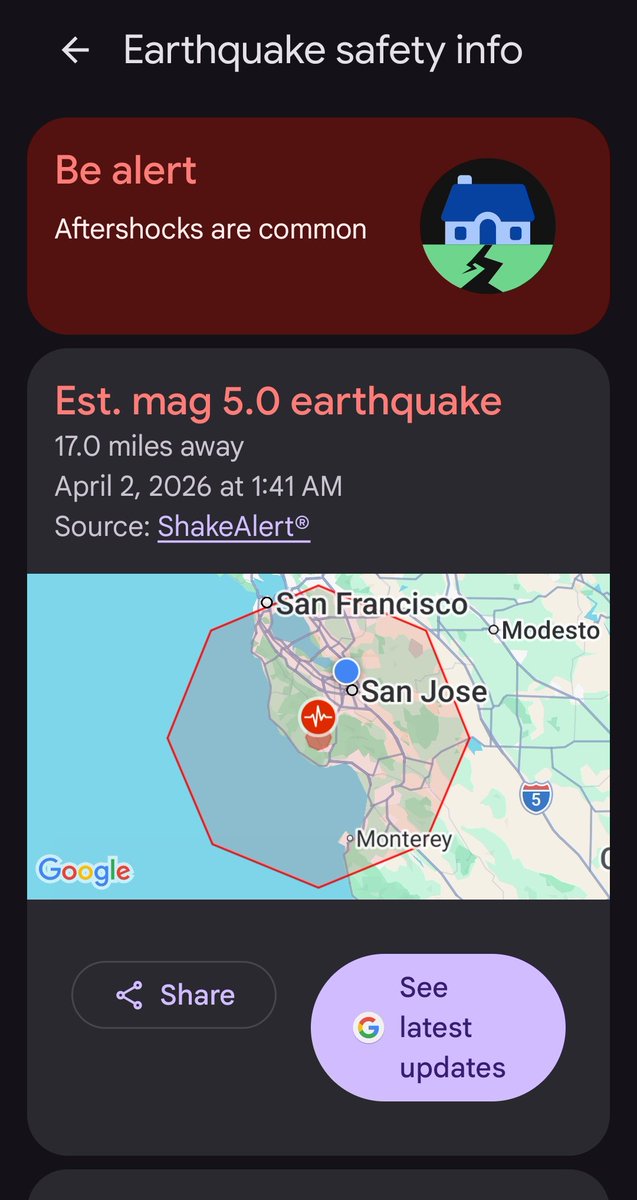 ref_kartik's tweet photo. @USGS_ShakeAlert @MyShakeApp @fema @Android https://t.co/3QDBt6Y8cP