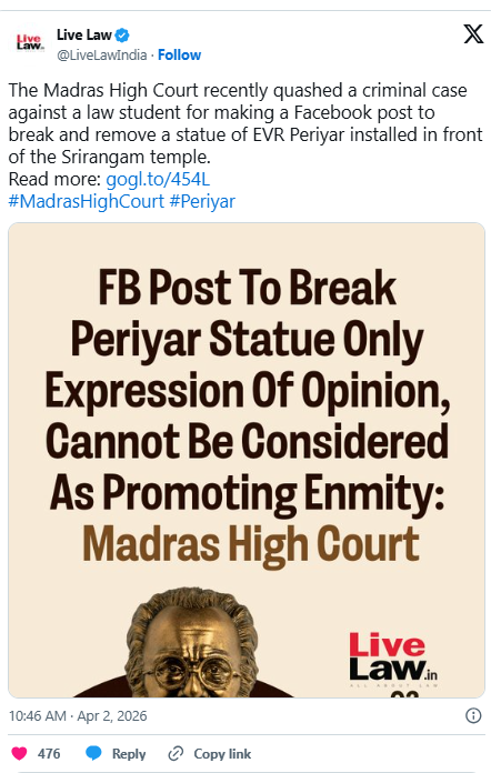 if someone posts similar on FB post with similar expression..."we will kill you"..is it merely an expression of opinion or intent to kill in real sense...

If someone writes "Will remove the Idols'  then how to interprete this...

This has been threat for centuries ..