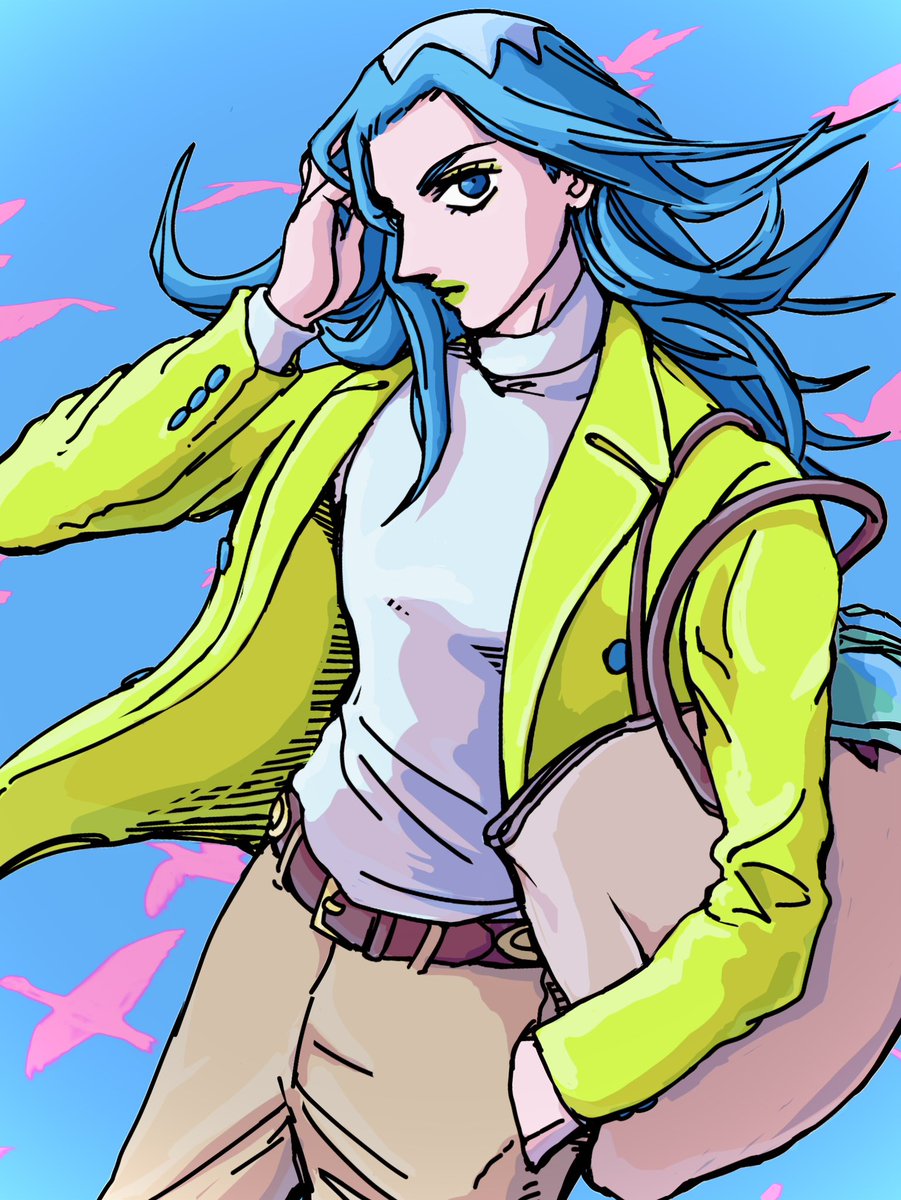 誕生日に描いたがおわらなかった絵だよ。
新しい鞄とベルトだよ