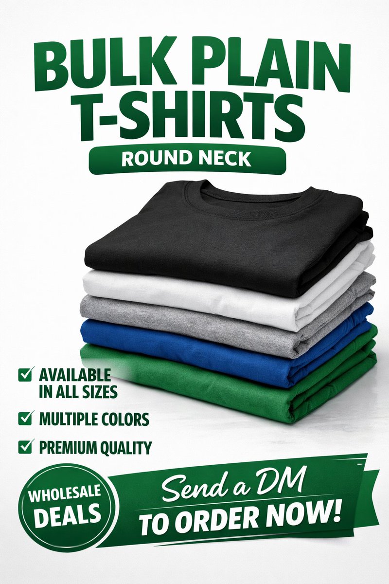 Danny__IFE's tweet photo. Looking for quality plain T-shirts at a great price?
 
I’ve got unisex plain tees available for purchase in sizes M-XXL 

Branding, printing, or resale. Soft, durable, and available in multiple colors.  

Place an order by using the link below 👇

https://t.co/bo7CCgOvGi https://t.co/UqYeJgi5mv