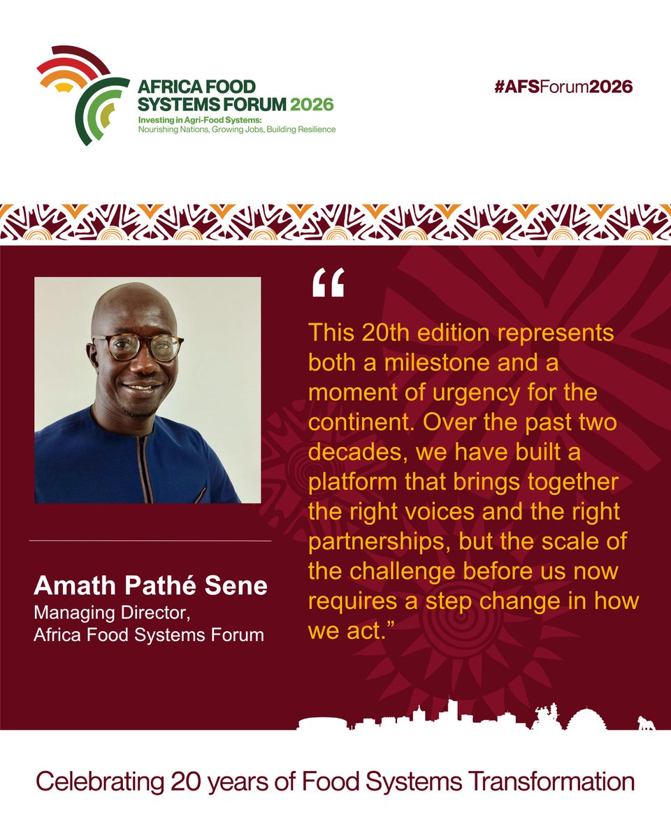 AGRA_Africa's tweet image. A platform built over two decades,  now convening over 4,500 leaders to drive Agri-food systems in Africa. 

As noted by Amath Pathé Sene, the Maganing Director at the @TheAGRF the moment now demands scale in the right direction.

#AFSF2026 #AGRA #AGRAImpact