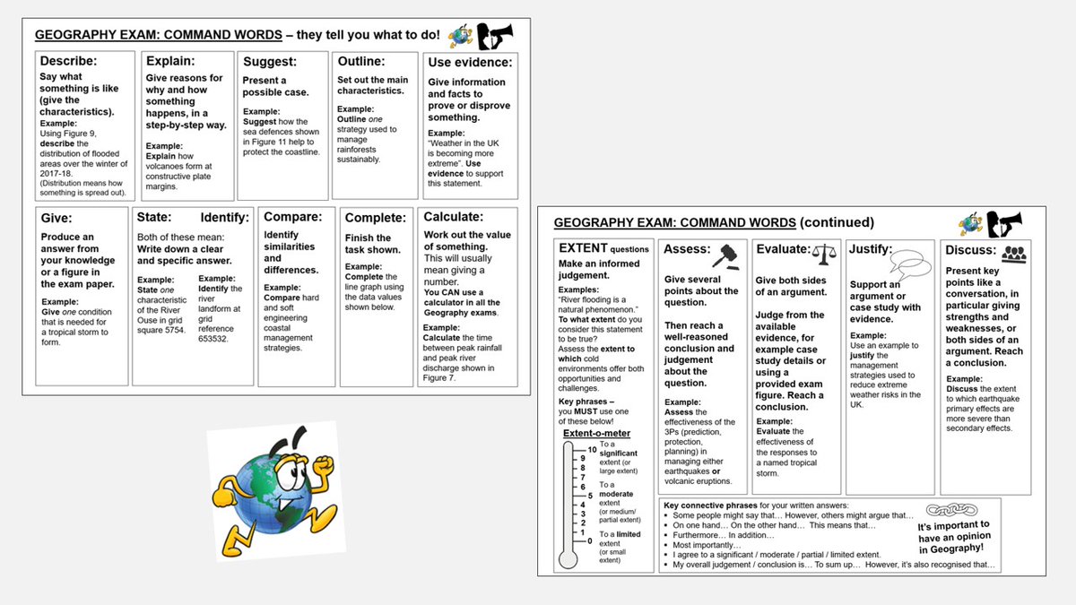 HeadofGeog's tweet image. Geography exam command words: I wrote this summary with a focus on helping students prepare for the AQA GCSE papers, and it’s also relevant for other exam boards. Free 1-page PDF in shared folder – link above. #geography #geographyteacher #teachers