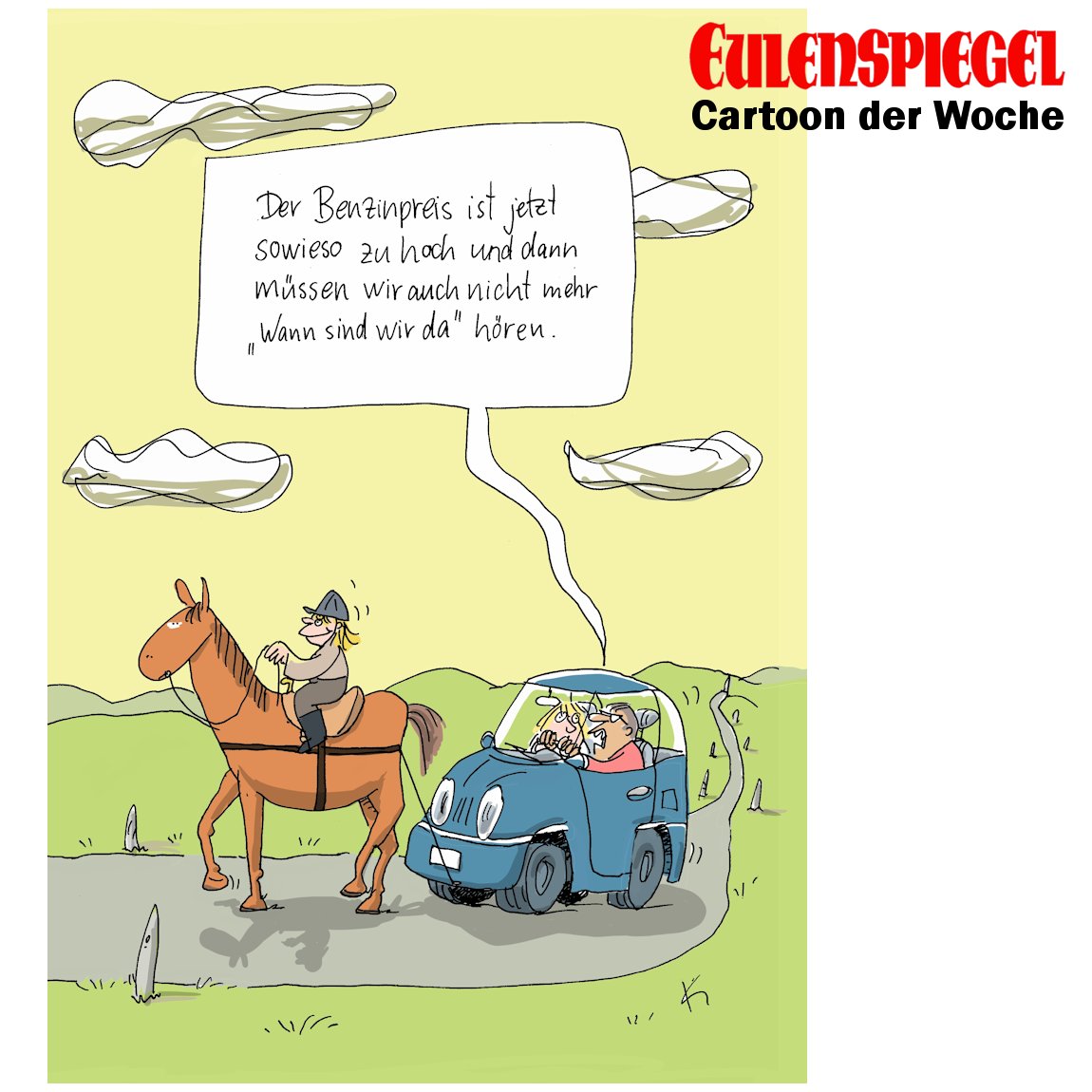 Zum Start in die neue Woche: EULENSPIEGELs Cartoon der Woche (15) von Matthias Kiefel.
eulenspiegel-zeitschrift.de/2026/04/cartoo…

#Benzinpreis #Urlaub #Autofahren #Cartoon #Satire