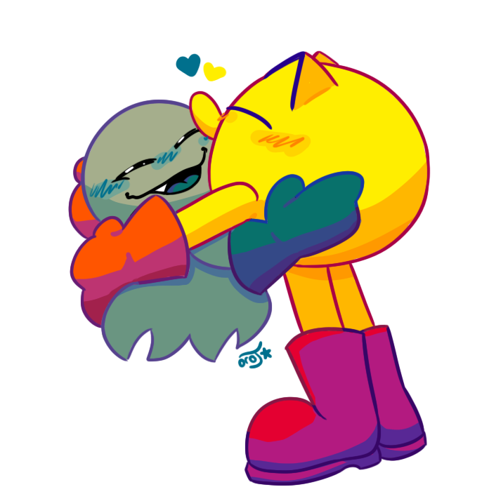 oro_junestar's tweet image. kiss that cute ghost on his cute face💖 #pacman #orson