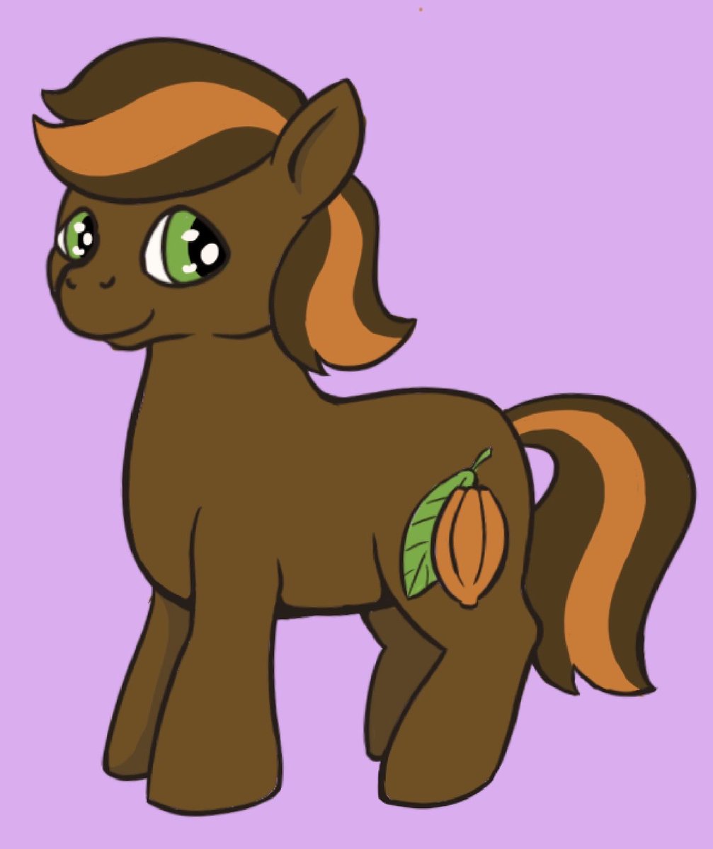 DragoncatDraws's tweet photo. Cocoa Bean of the sweet bean triplets
He grows sugar, cocoa, vanilla, and other exotic culinary plants in his greenhouse, many of which are used at his mother’s cafe. His family will tell anypony who asks that the plants grow so well because of his warm heart
YOTH pony oc #6 https://t.co/z8MYgmZS0j