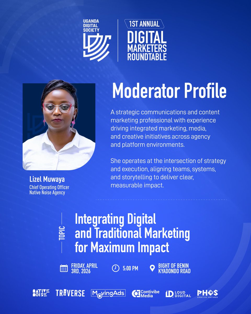 IamIreneMirembe's tweet photo. Under the theme “Integrating Digital and Traditional Marketing for Maximum Impact,” join industry leaders shaping Uganda’s marketing landscape. 

The #DigitalMarketersRoundtable is happening tomorrow! Let’s drive real impact together. Be there and be part of the impact! https://t.co/SO2yKIgbXf