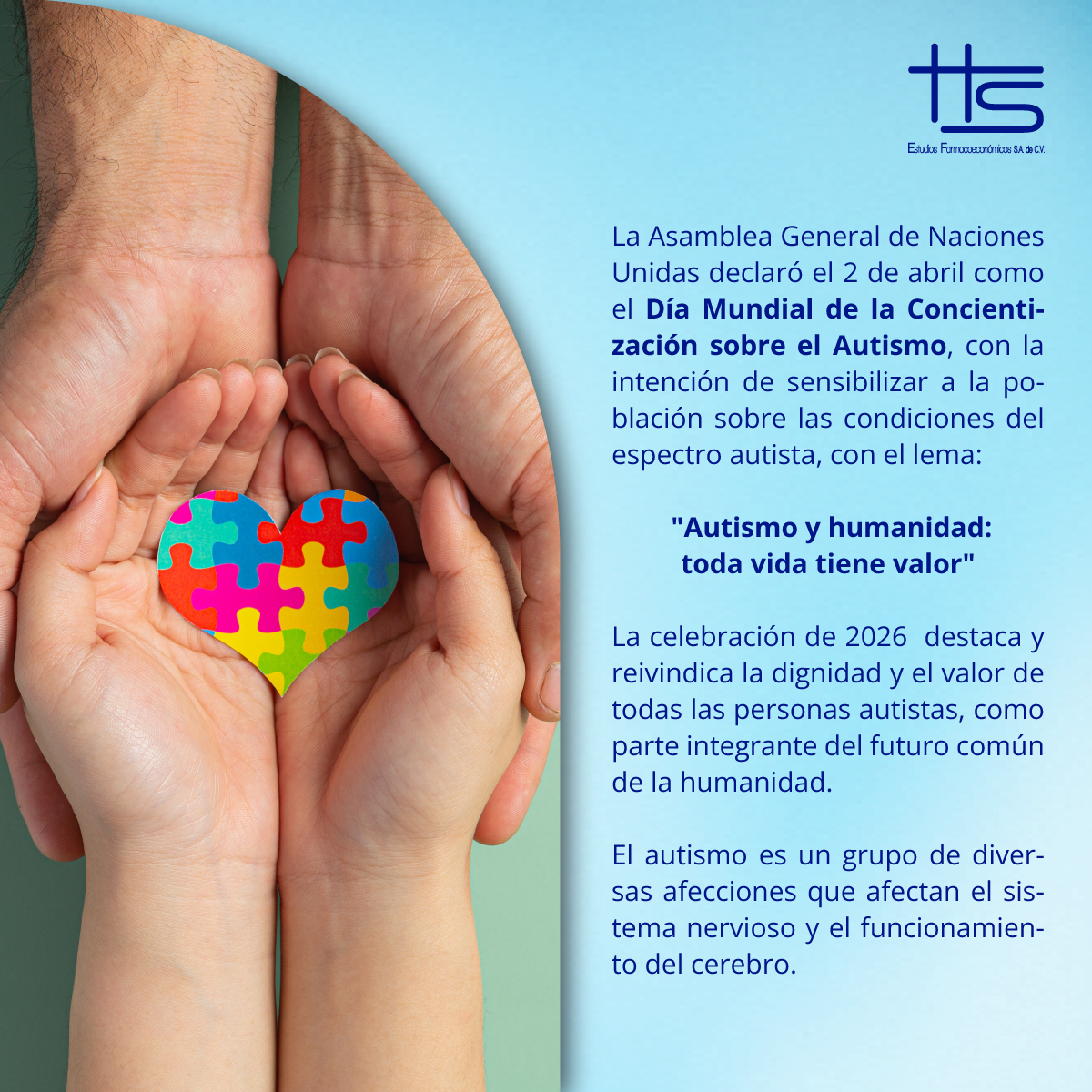 EstudiosHs's tweet photo. Hoy, 2 de abril, conmemoramos el #DíaMundialDelAutismo, una fecha dedicada a visibilizar el Trastorno del Espectro Autista y promover la inclusión, el respeto y la atención integral de todas las personas que lo viven.
 #Concientización #Inclusión https://t.co/hyfeftgma8