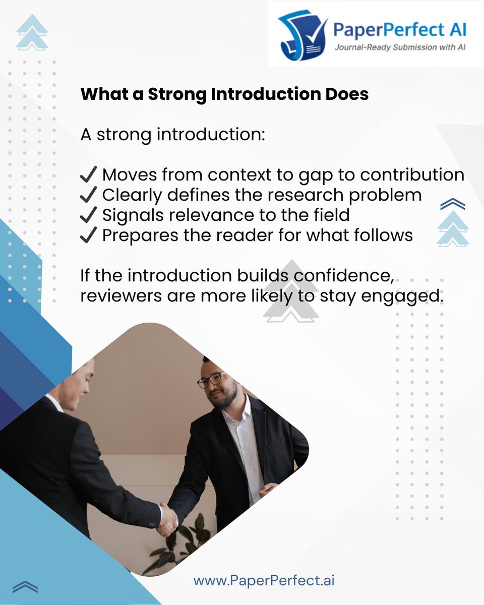 Your introduction shapes first impressions.

If the problem, gap, and relevance aren’t clear early, reviewers lose interest before reaching your results.

Clarity at the start keeps readers engaged.

#AcademicWriting #ResearchPublishing #ManuscriptPreparation