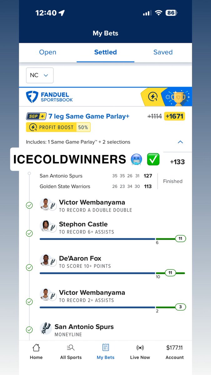 icecoldwinners's tweet photo. ✅ #icecoldwinners #Parlay https://t.co/mGWBroqEmh