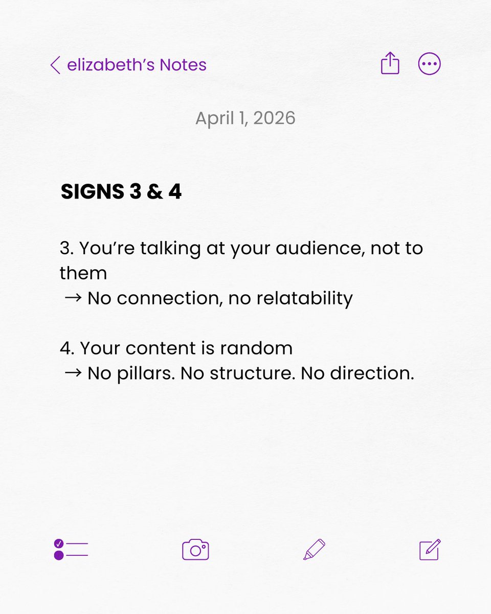 lizbeth_oluka's tweet image. If your content isn’t working… your strategy might be broken.

Here are 5 signs to look out for.

Be honest how many apply to you?

#ContentStrategy #InstagramGrowth #MarketingTips #ContentCreator #DigitalStrategy