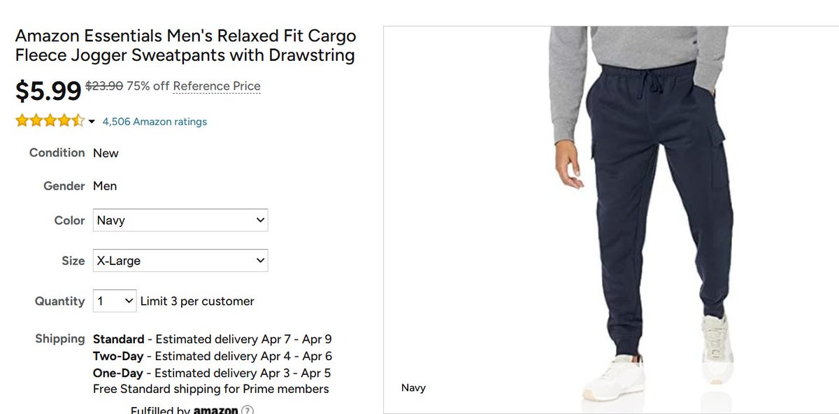 Pricerrors's tweet photo. $6 MENS SWEATPANTS 

Woot just marked these to only $6 from $24

Plenty of colors and sizes in stock to choose from

Get FREE shipping when you login with Amazon Prime

https://t.co/yj1wr5SD3E #ad https://t.co/ehJPnBh4c4