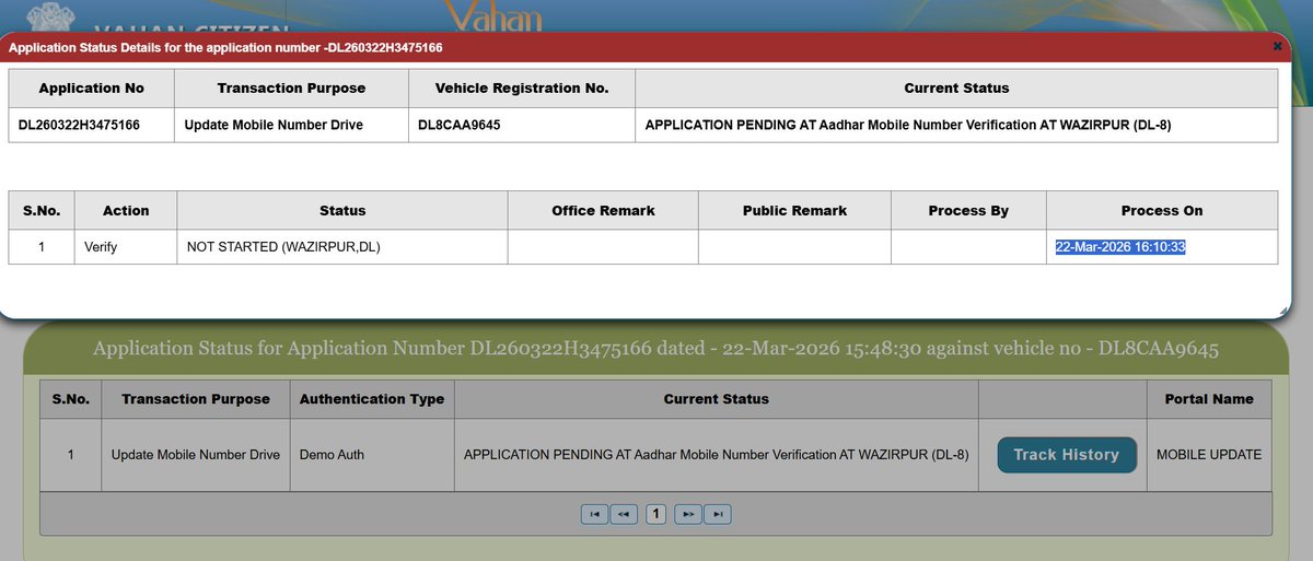ankyt888's tweet photo. @TransportDelhi @CMODelhi @LtGovDelhi @MORTHIndia @ParivahanSewa @dtptraffic  pl check my mobile no is not getting updated on my rc I have uploaded document online and even submitted documents physically in rto also 10 days have gone. https://t.co/Fwwvsf0iy0