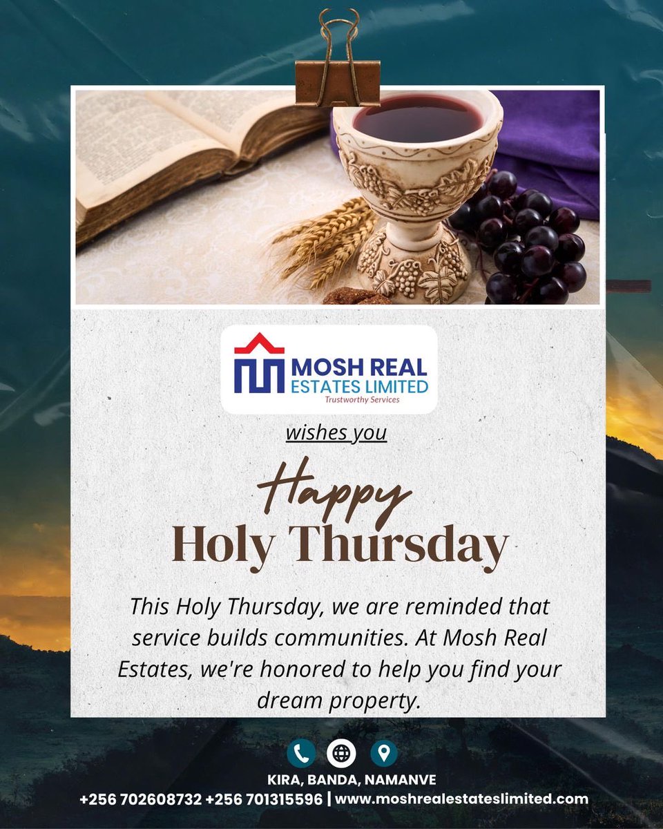 moshrealestates's tweet image. Service, trust, and humility define true value.
This Holy Thursday, Mosh Real Estate is committed to serving you better every day.
Your dream property journey matters to us.
#HolyThursday #RealEstateWithIntegrity #TrustedService #MoshRealEstate