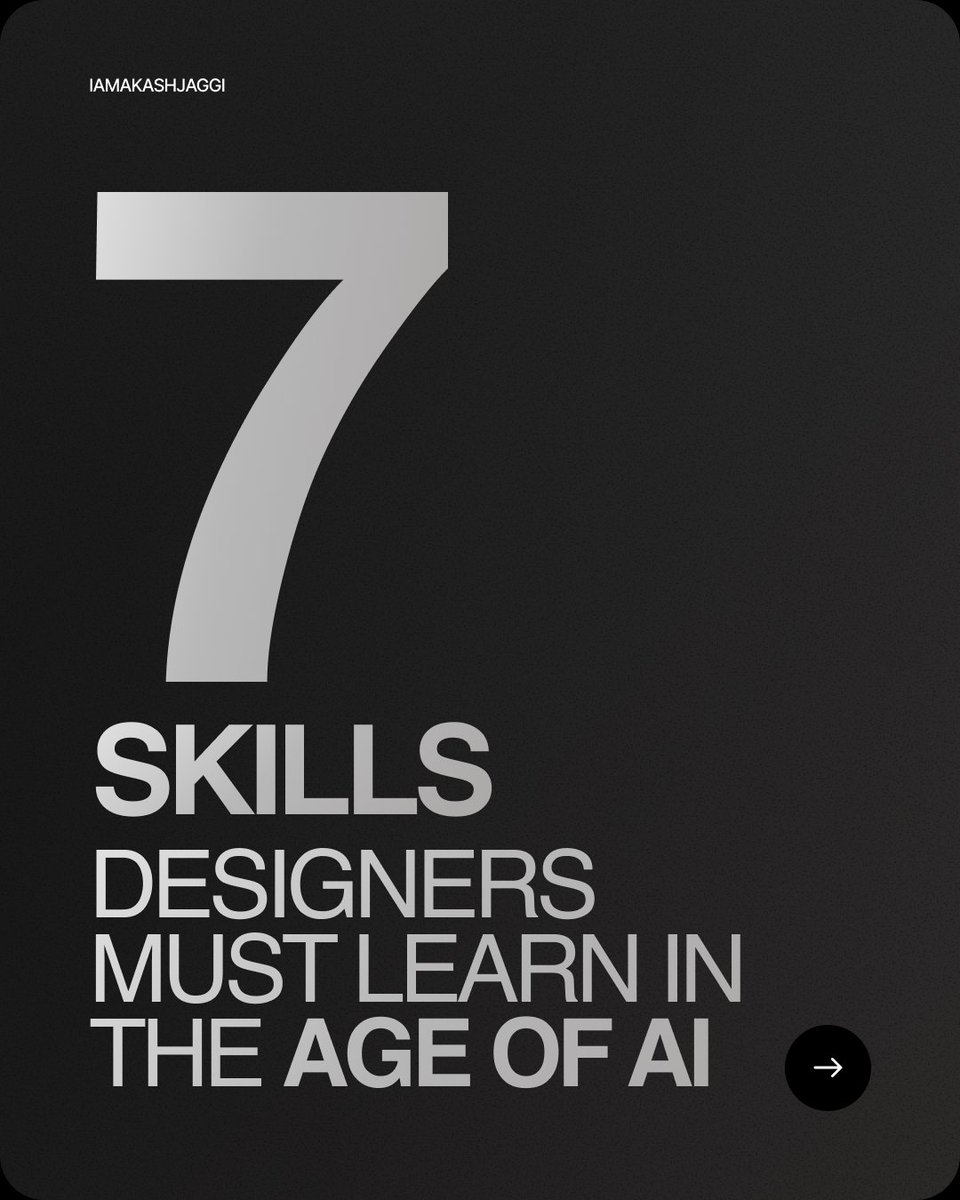 iamakashjaggi's tweet image. Design is evolving fast.

If you’re not learning these 7 skills, you’re already behind. AI won’t replace designers, but designers who use AI will.

.
.
.
.
.
#AIDesign
#FutureOfDesign
#DesignSkills
#UXDesigners
#AIForDesigners

instagram.com/iamaakashjaggi