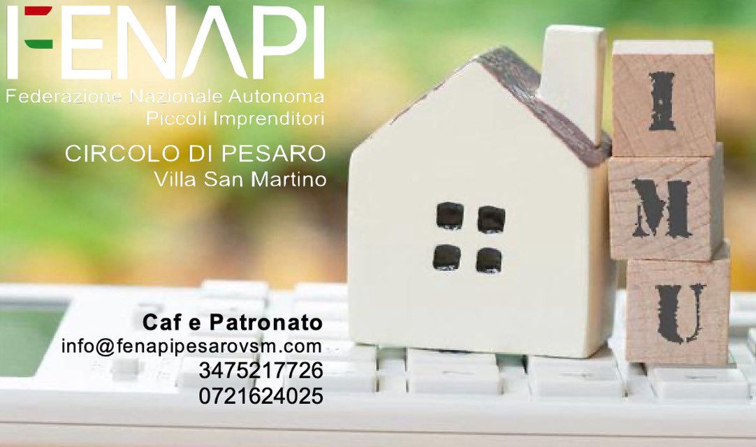 FenapiPesarovsm's tweet image. Hai bisogno di fare la “DICHIARAZIONE IMU” ?
Caf e Patronato Fenapi Pesaro Villa San Martino
Prenota il tuo Appuntamento
3475217726 - 0721624025
info@fenapipesarovsm.com

fenapipesarovsm.com/#dichiarazione…

#fenapi #pesaro #caf #patronato #inapi #dichiarazioneimu 

fenapipesarovsm.com