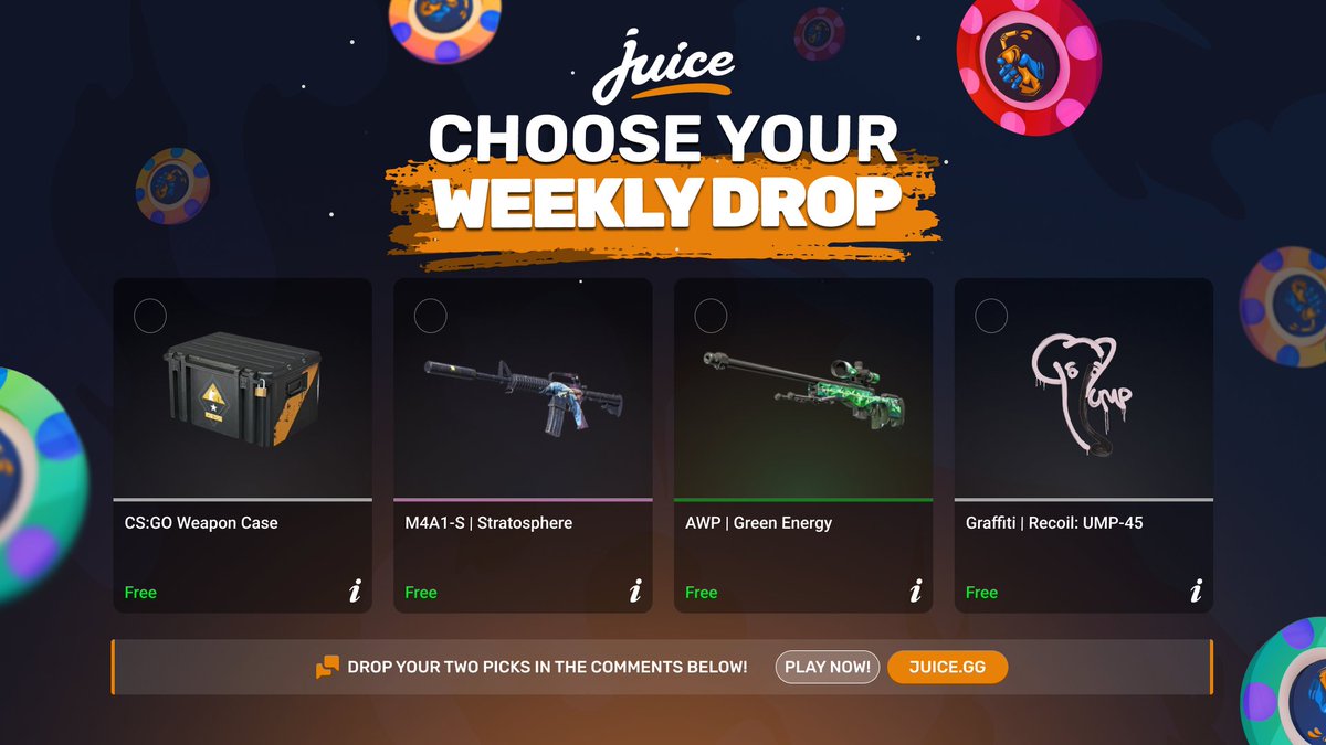 Choose your weekly drop 🎁
If you could lock in TWO… what’s it gonna be? This is definitely a tough one! 👀

Comment your pick + Player ID below ⬇️
Like + RT and Follow us for a chance to get JUICED! 💦
