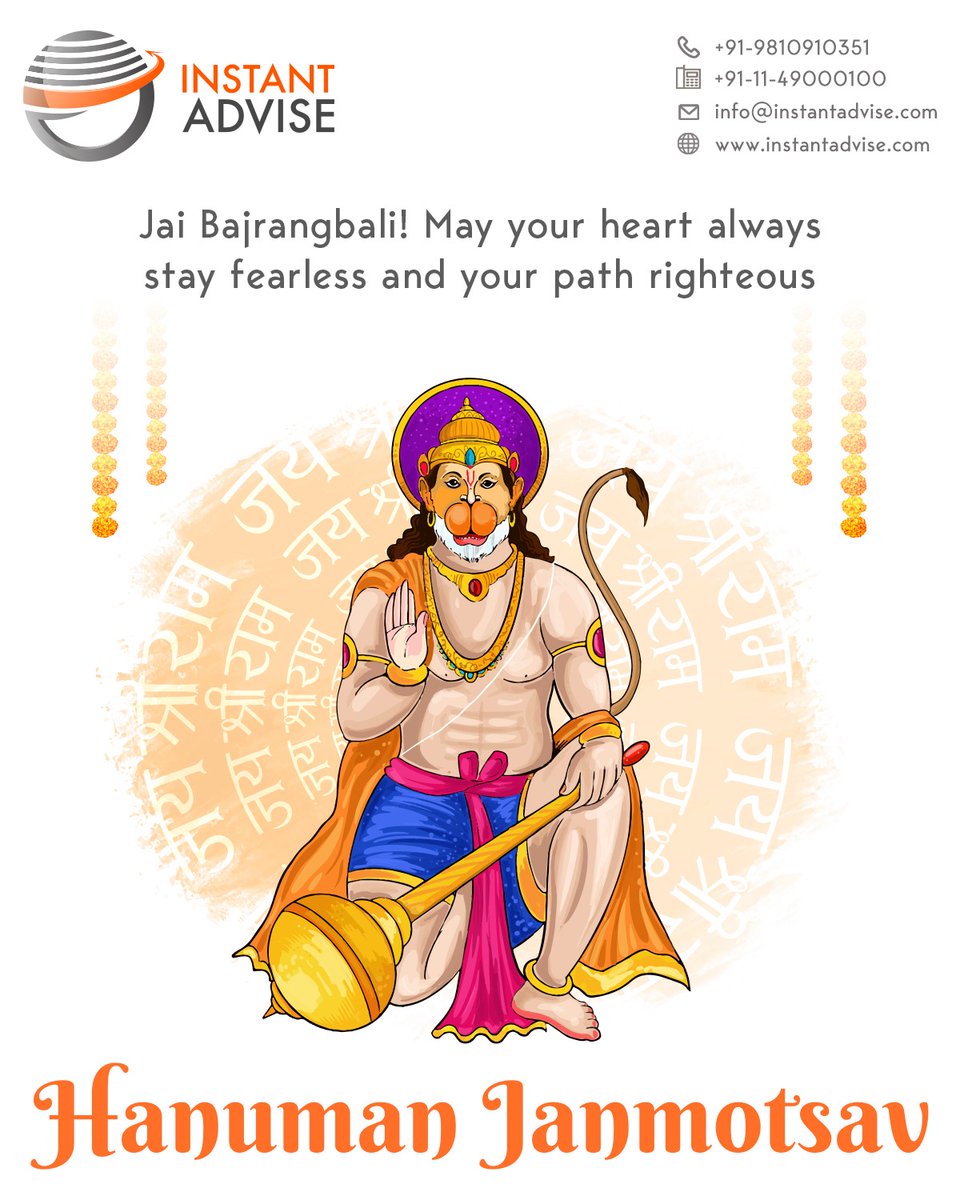 Jai Bajrangbali! May your heart always stay fearless and your path righteous. 

Happy Hanuman Janmotsav...!!!

#hanuman #hanumanji #hanumanjayanti #festival #indian #instantadvise