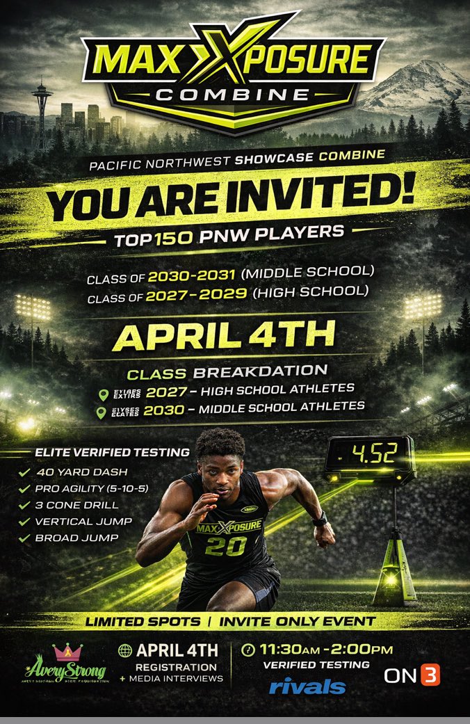 NateRembisz's tweet photo. I’m honored to be invited to the Max Xposure Combine! @TFordFSP @eforcefootball @LaCenter_FB @BrandonHuffman @PrepRedzoneWA @JordanJ_ https://t.co/DX92Xx1cct