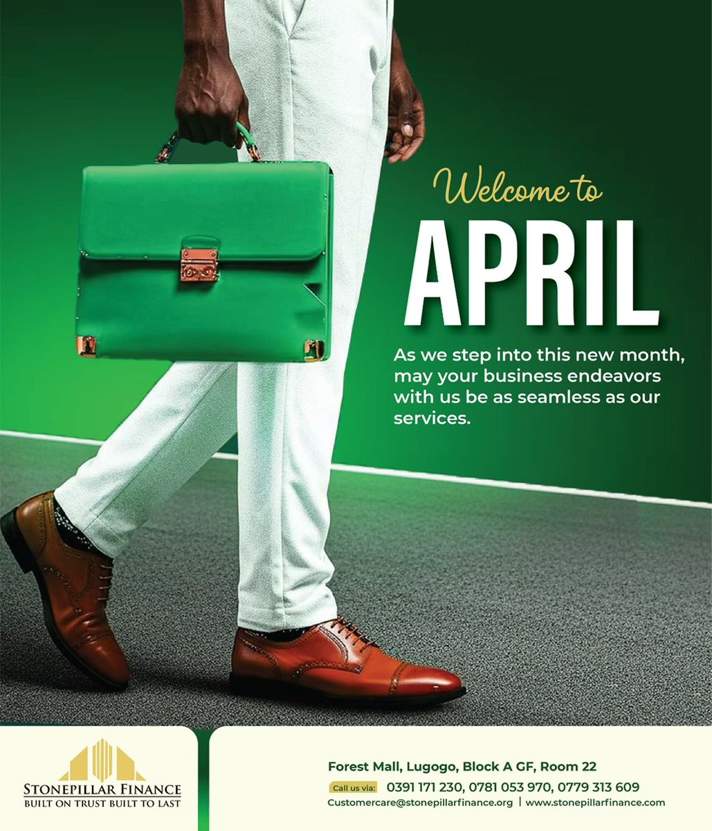 stonpillar's tweet photo. "Welcome to April – let your business glide as smooth as this green briefcase, with Stonepillar Finance making every step seamless. 🚀💼"#logbookfinancing#stonepillarfinance. https://t.co/dhWh7qA1JF