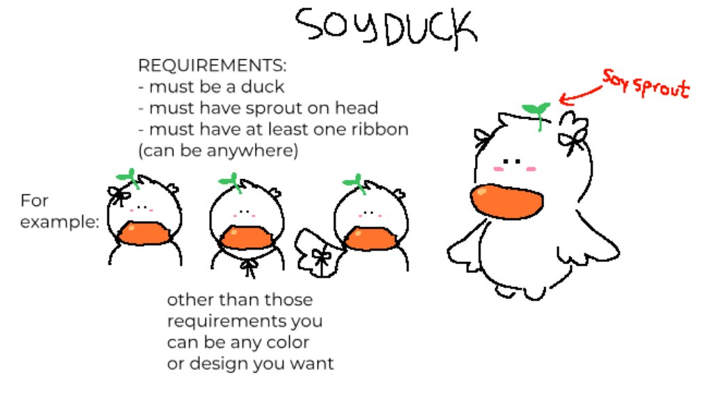 ohsoybean's tweet photo. Unofficial Soyduck mascot guide!
I decided I wanted to pick all of them so here's just pure creative freedom https://t.co/1csJDIpntE