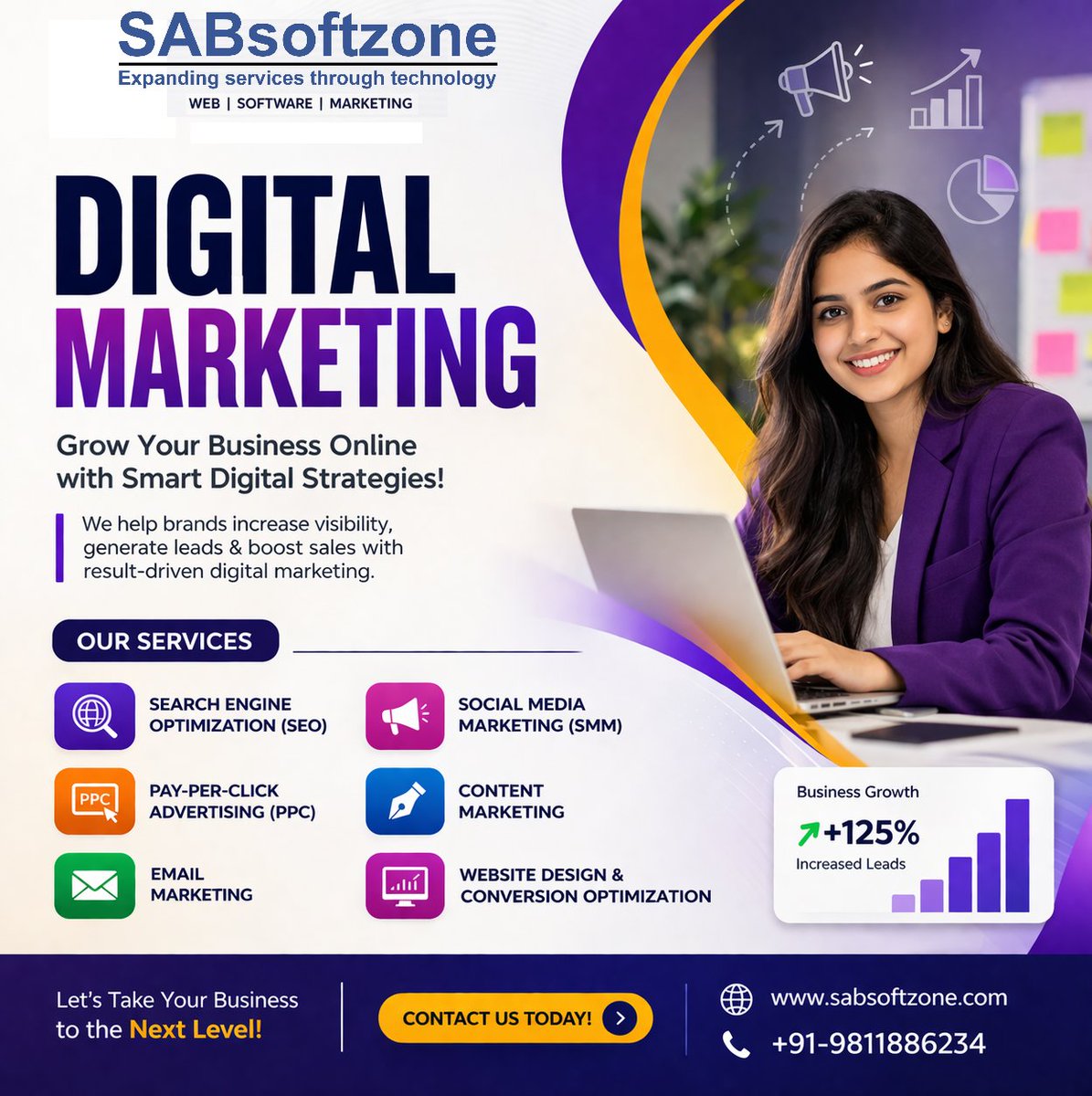 sabsoftzone's tweet photo. 🚀 Grow Your Business with Digital Marketing!

Take your brand to the next level with smart, result-driven strategies.
At Sabsoftzone, we help you increase visibility, generate quality leads &amp; boost sales online.

🌐 https://t.co/Uz3Oi4Fuck
📞 +91-9811886234

#DigitalMarketing https://t.co/QA98nYlBDe