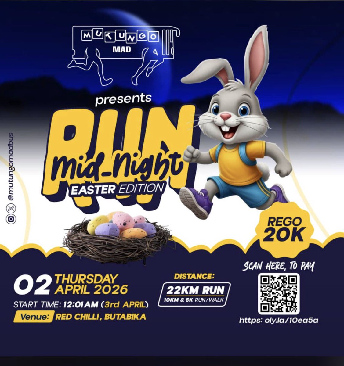 teammatooke's tweet image. It’s D-night come midnight !! Here is our freedom to simply exist. The streets are empty of traffic and bustling crowds, allowing for a more focused and unrestricted running experience. See you late’rrrrrrr. @mutungomadbus #MidnightRun #EasterEdition