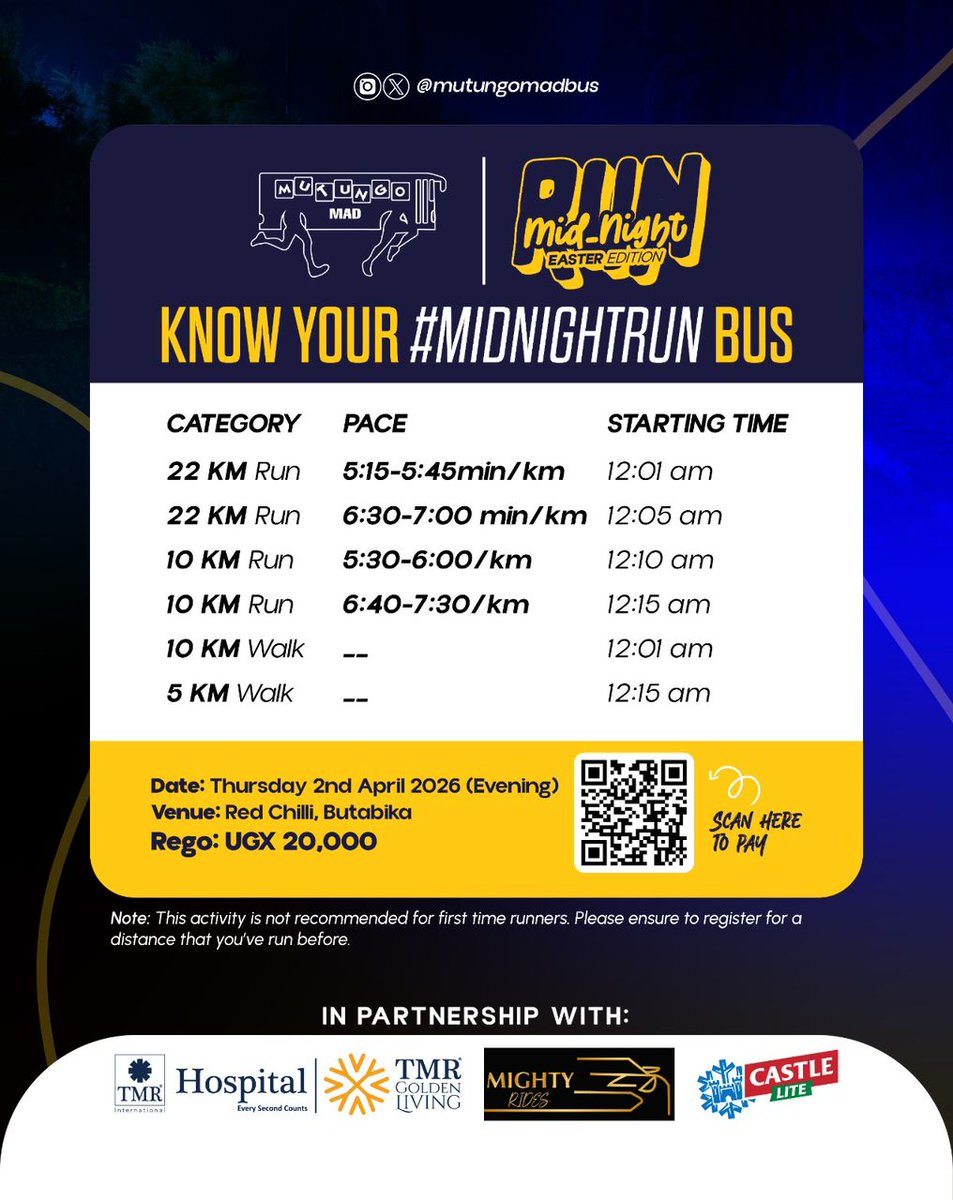 teammatooke's tweet image. It’s D-night come midnight !! Here is our freedom to simply exist. The streets are empty of traffic and bustling crowds, allowing for a more focused and unrestricted running experience. See you late’rrrrrrr. @mutungomadbus #MidnightRun #EasterEdition
