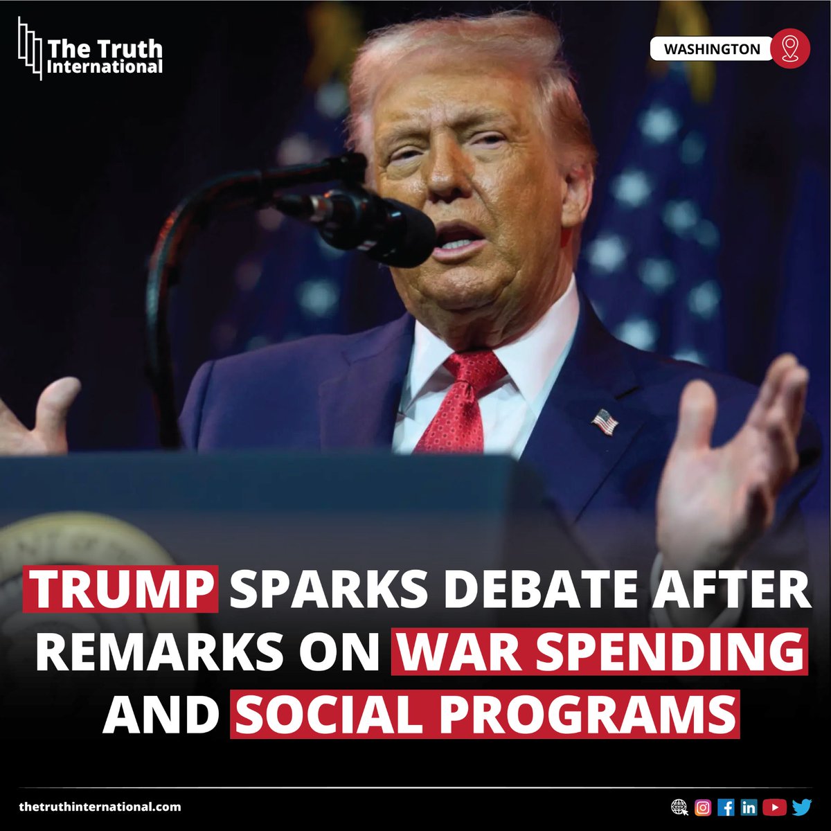 ttimagazine's tweet photo. Trump Sparks Debate After Remarks on War Spending and Social Programs
FIND MORE: https://t.co/i3f5tJcXnp
#DonaldTrump #Sparks #Debate #Remarks #War #Spending #SocialPrograms #Washington #TTI https://t.co/WmE6oKM534