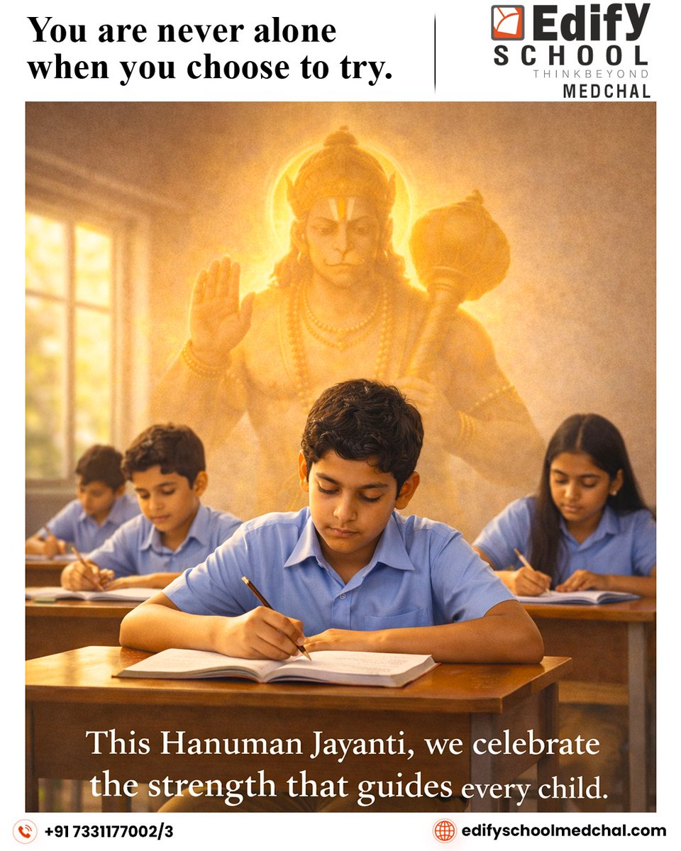 EdifyMedchal's tweet photo. Faith guides, effort transforms every student’s journey.
This Hanuman Jayanti, we celebrate courage and focus.

#HanumanJayanti #EdifySchoolMedchal #EducationForAll #EdifySchool #Medchal #StudentLife #InnerStrength https://t.co/f52qIVuTL8