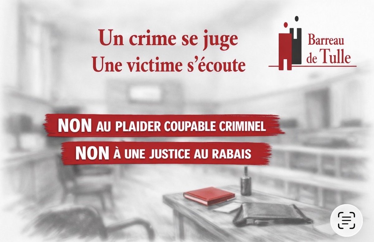 BarreauTulle's tweet image. L’Assemblée générale extraordinaire des avocats du barreau de TULLE exprime son opposition au projet de loi relatif au « plaider coupable criminel »

#proces #prevenu #accuse #victime