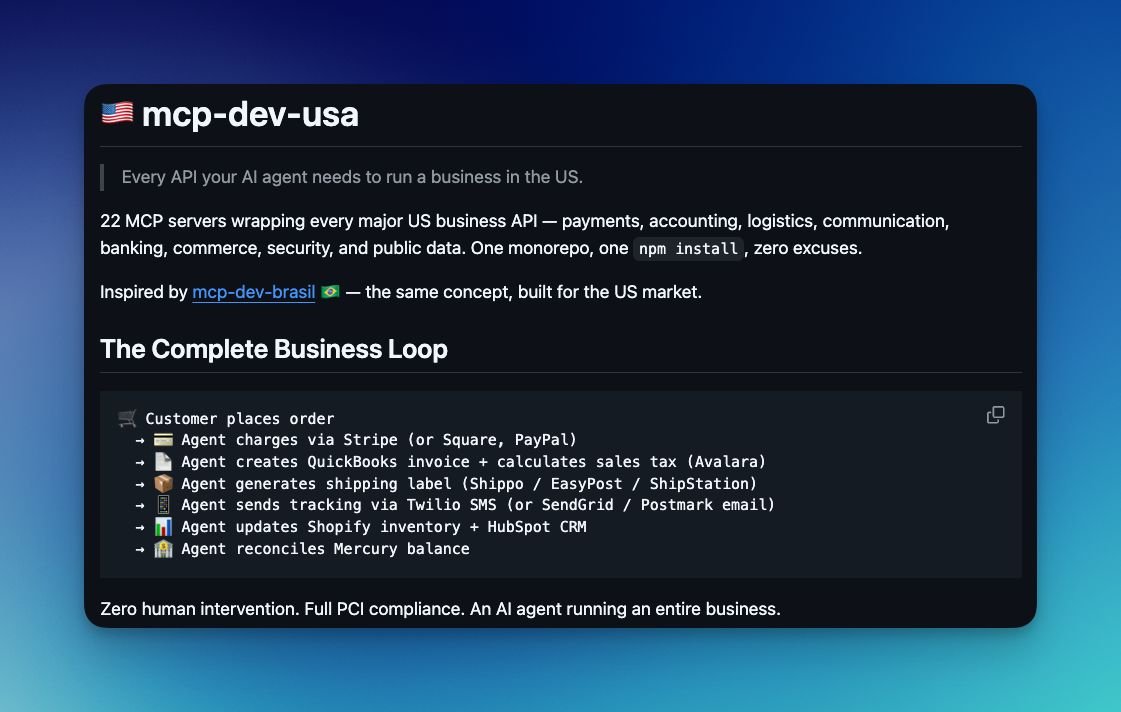 The next stack will be for Agents to sell autonomously. 

One of our engineers sent me github.com/codespar/mcp-d… (<a href="/fabiannocruz/">Fabiano Cruz</a> !!!) . MCP servers wrap Brazilian business APIs so an agent can run a business end-to-end.

My reaction: "dang, this is cool… damn, this is REAL Agentic