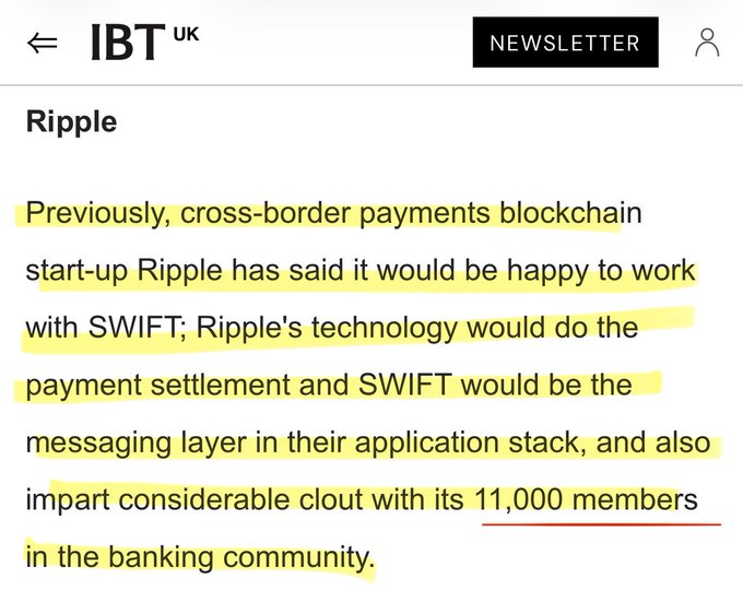 Steph_iscrypto's tweet photo. CRAZY: RIPPLE JUST OVERTOOK SWIFT’S 11,000 BANK NETWORK, NOW 13,000+ CONNECTED.

MEGA BULLISH! https://t.co/besUFMTeIX