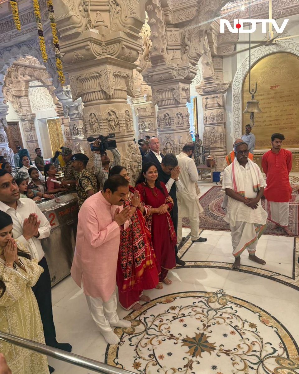 ndtv's tweet image. #InPics | Adani Group Chairman Gautam Adani, along with his family, offer prayers at Ram Temple in Ayodhya