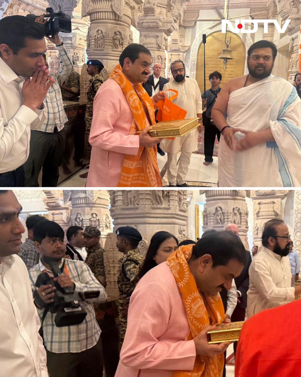 ndtv's tweet image. #InPics | Adani Group Chairman Gautam Adani, along with his family, offer prayers at Ram Temple in Ayodhya