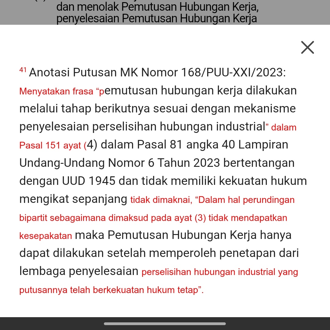 langilea8's tweet photo. PHK yg dilakukan perusahaan boleh dilakukan atas dasar perundangan dan/atau perjanjian kerja, peraturan perusahaan atau perjanjian kerja bersama. Itu pun bisa ditolak oleh buruh, sampai ada ketetapan pengadilan apakah PHK sah atau ga. Klo ga sah, hrs dipekerjakan kembali. https://t.co/IIXjsH90QE