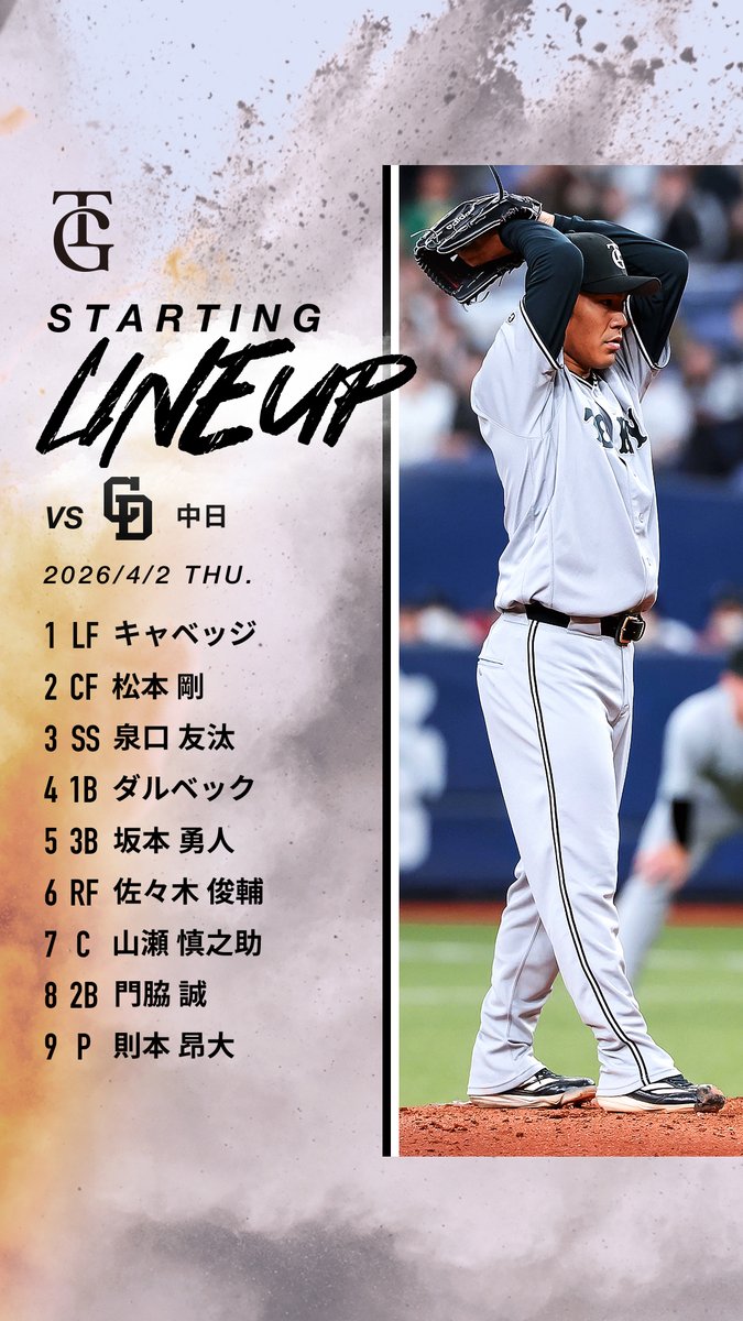 一軍】巨人 vs 中日 4/2(木)18:00試合開始予定⚾ バンテリンドーム