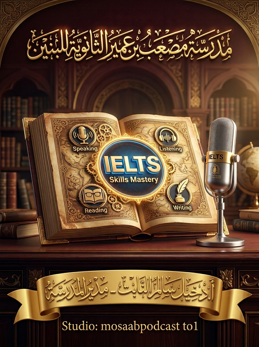 "عزيزي الطالب
مقعدك في الجامعات الكبرى عالمياً ينتظر نتيجة (الآيلتس) الخاصة بك. 🏆 لا تقلق، سنأخذ بيدك خطوة بخطوة لنحقق الحلم معاً في (مصعب بودكاست). كونوا على الموعد!"