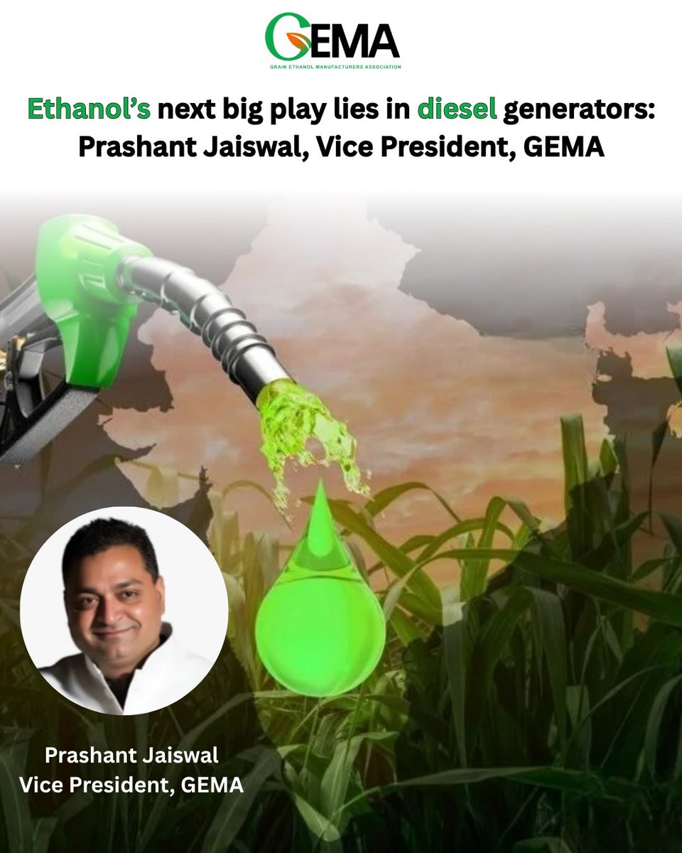 GEMA_Bharat's tweet image. Ethanol’s next big play lies in diesel generators: Prashant Jaiswal, Vice President, GEMA 

Link -  
chinimandi.com/ethanols-next-…

#EthanolFuel #DieselAlternative #CleanEnergy #SustainablePower #BiofuelInnovation #GEMAInsights #FutureOfEnergy #PrashantJaiswal #Chinimandi