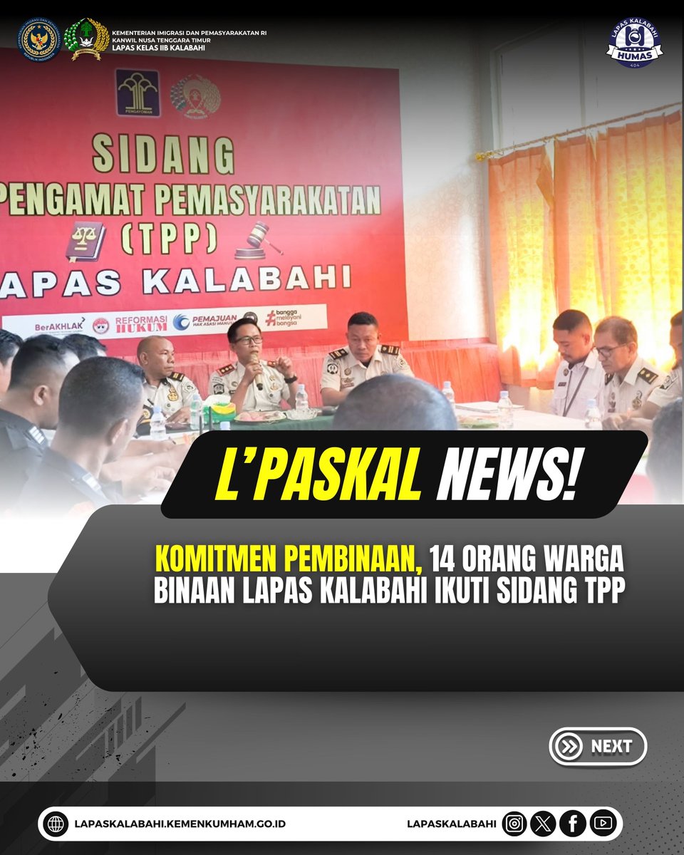 LapasKalabahi's tweet image. Komitmen Pembinaan, 14 Orang Warga Binaan Lapas Kalabahi Ikuti Sidang TPP

Selengkapnya:
lapaskalabahi18.blogspot.com/2026/04/komitm…

#LapasKalabahi
#Kemenimipas
#AlwaysTheBest
~ KanwilDitjenpasNTT