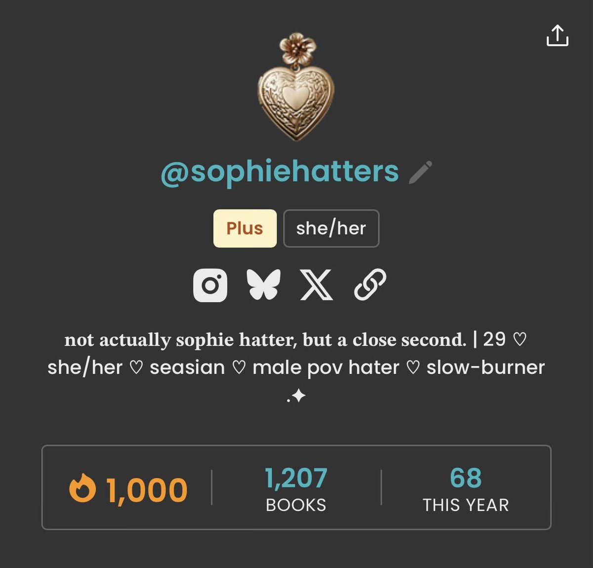 1000 days days reading streak on <a href="/thestorygraph/">The StoryGraph</a>  ᯓ★