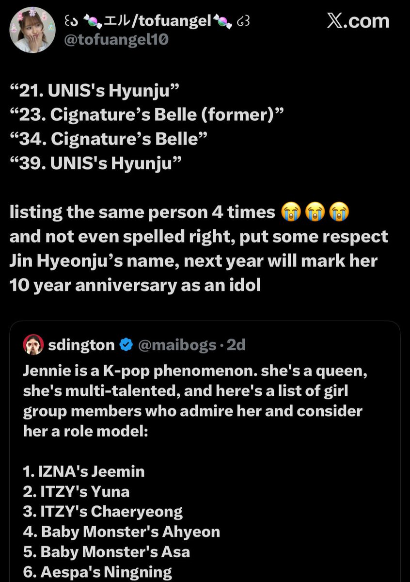 not that fake list 😭😭 its embarrassing imagine mentioning same idol for 4 times just to make list look longer 😭😭😭