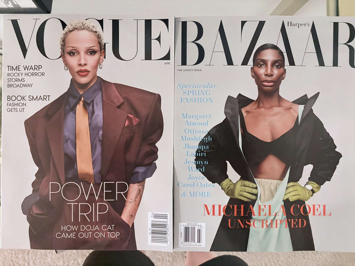 dkthebk3000's tweet photo. Y’all’re TRAPPED &amp;/or using #ai templates for magazine covers  @voguemagazine @harpersbazaarus -  
Vogue had this exact cover w/ Billie Eilish a few yrs ago. 

These featured queens deserve higher honor…

Elevate content. Succumb to art &amp; whimsy. Stomp out the banal. #haiku https://t.co/KQYOkqKmxx